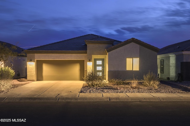 view of front facade with a garage