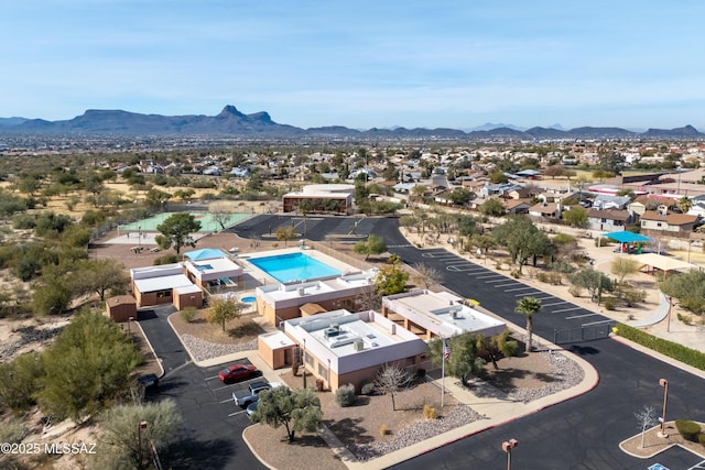 drone / aerial view with a mountain view