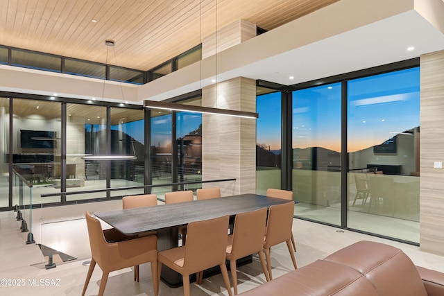 interior space featuring wood ceiling