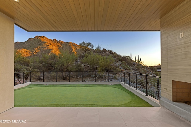 exterior space featuring a mountain view