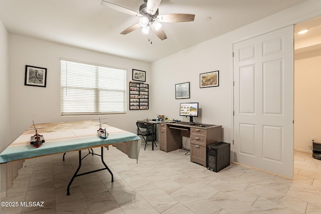 office featuring ceiling fan