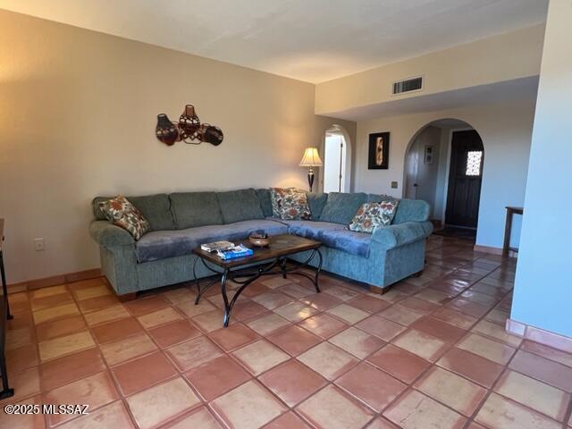 view of tiled living room