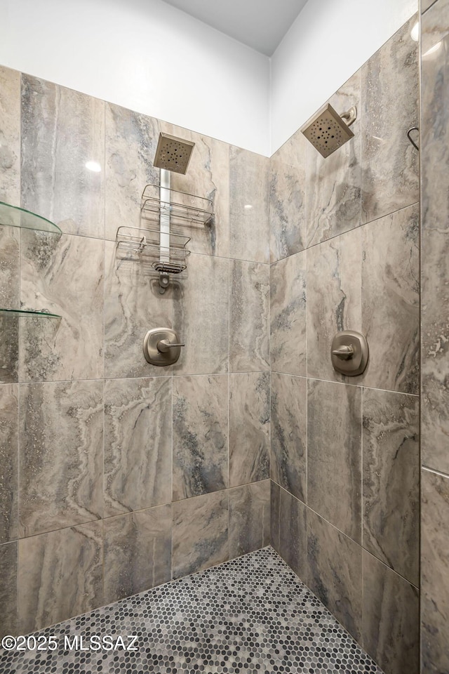 bathroom with tiled shower