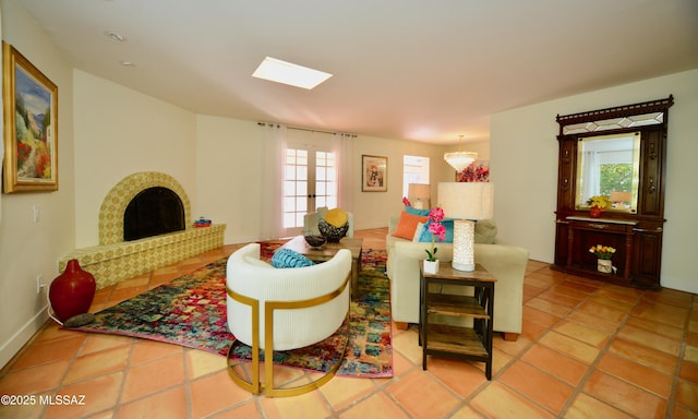 view of tiled living room