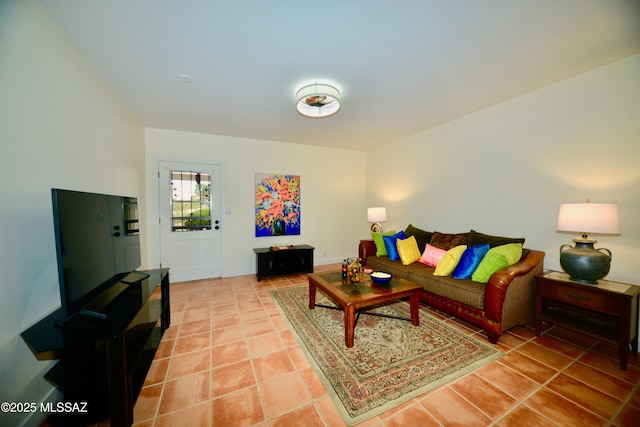 view of tiled living room