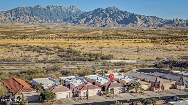 drone / aerial view with a mountain view