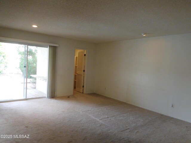 empty room featuring light carpet and a textured ceiling