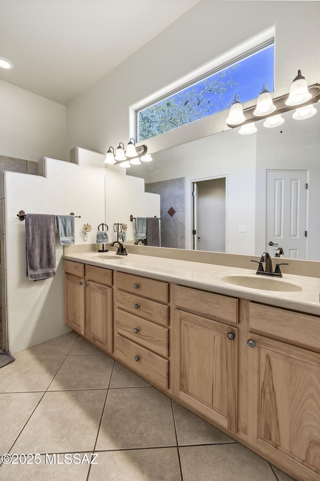 bathroom featuring vanity and tile patterned floors