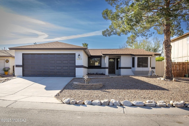 single story home with a garage