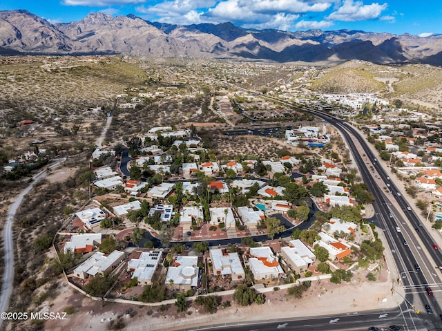 bird's eye view featuring a mountain view and a residential view