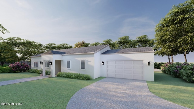 view of front facade featuring a garage and a front yard