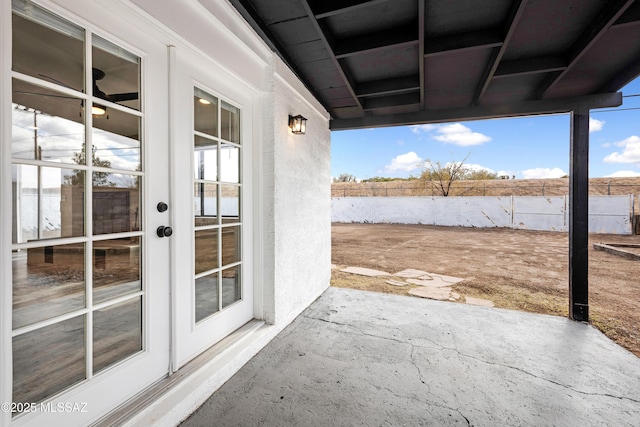 view of patio featuring french doors