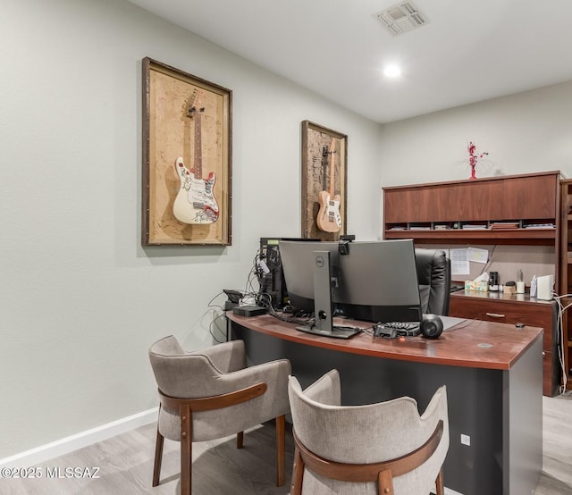 office featuring light hardwood / wood-style flooring