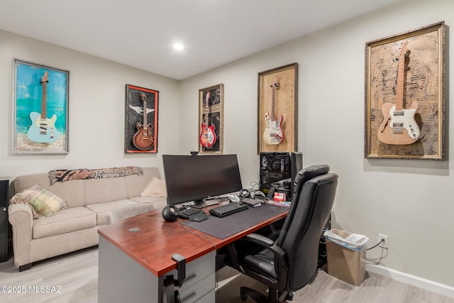 office featuring light hardwood / wood-style floors