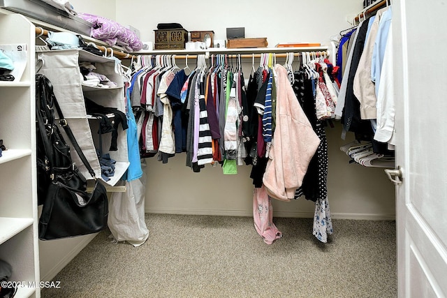 spacious closet with carpet flooring