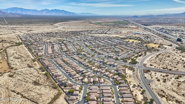 bird's eye view with a mountain view