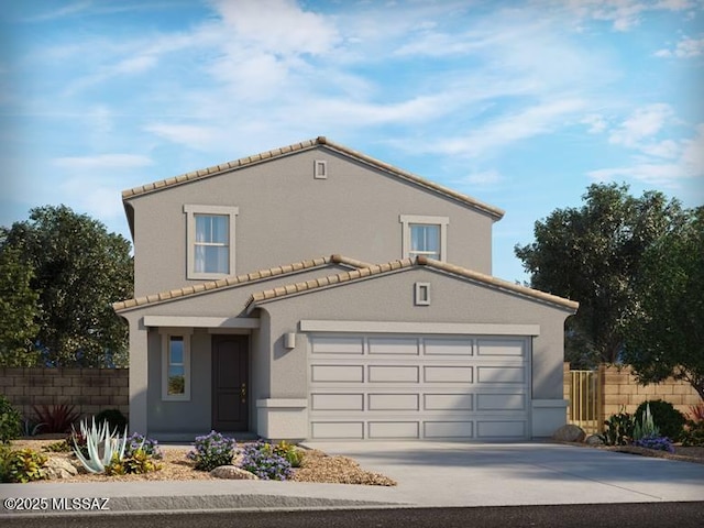 view of front of property with a garage