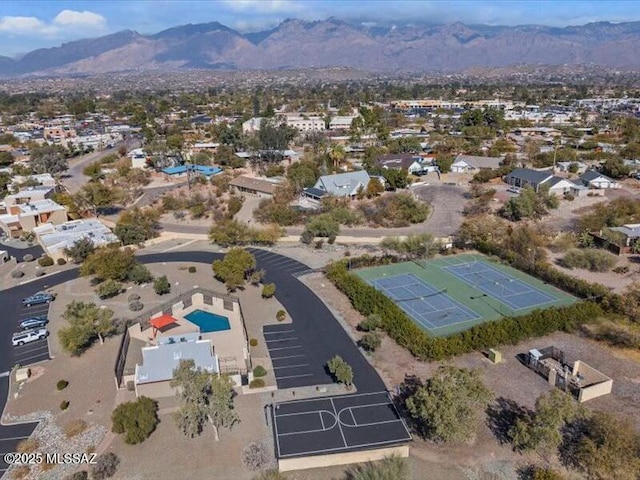 bird's eye view with a mountain view