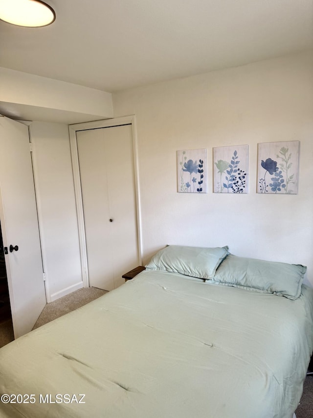 carpeted bedroom featuring a closet