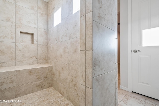 8270 W Spaulding St, Tucson, AZ 85743 - full bathroom featuring a tile shower and tile patterned flooring