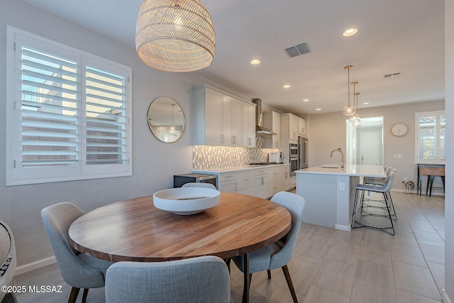 dining room with sink