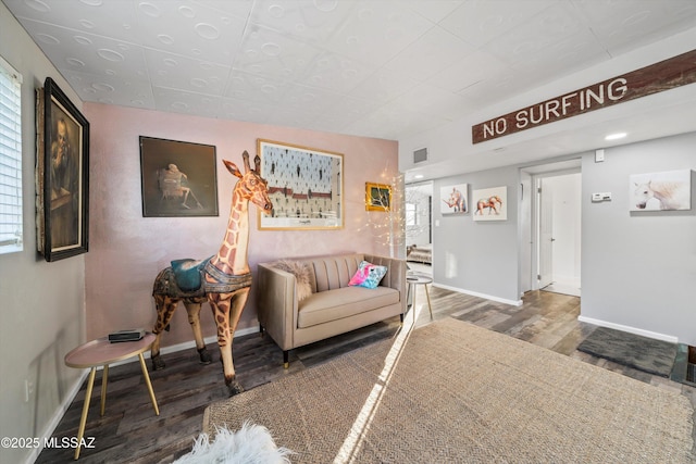 living room with hardwood / wood-style floors