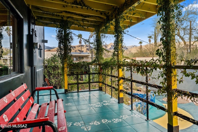 balcony with a mountain view