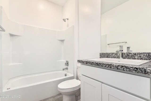 full bathroom with shower / bath combination, vanity, and toilet