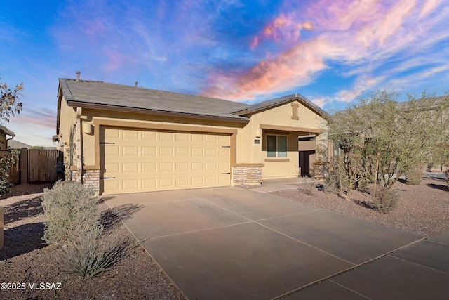 view of front of house with a garage