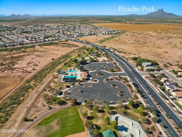 drone / aerial view with a mountain view