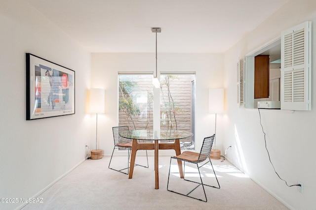 dining room featuring carpet flooring