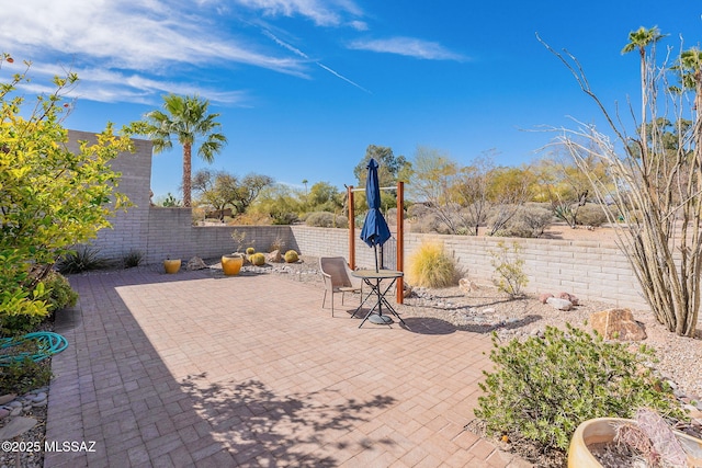 view of patio / terrace featuring a fenced backyard