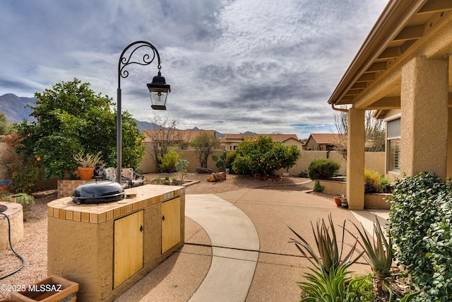 view of patio with an outdoor kitchen