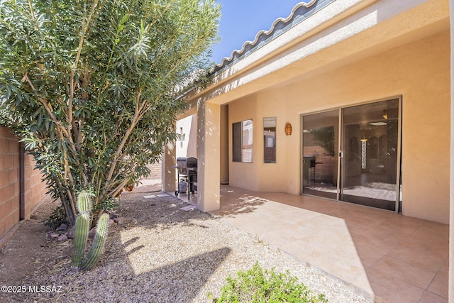 view of patio / terrace featuring fence and area for grilling