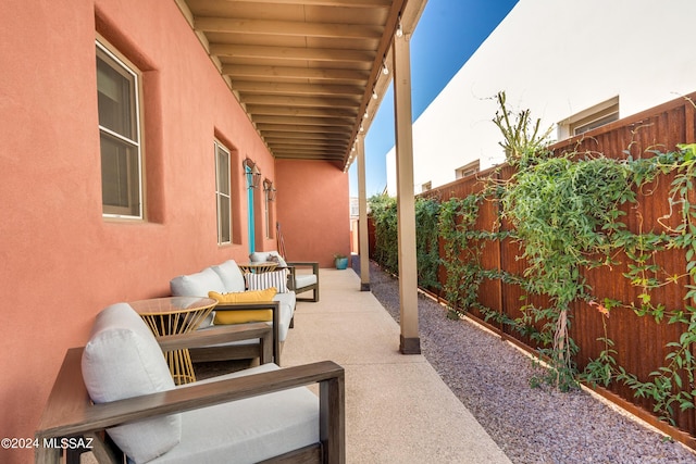 view of patio with an outdoor living space