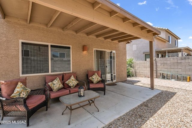 view of patio / terrace featuring an outdoor hangout area