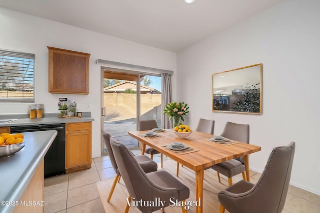 dining room with light tile patterned floors