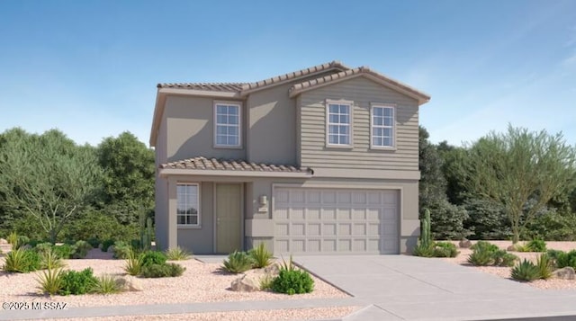 view of front of home with a garage