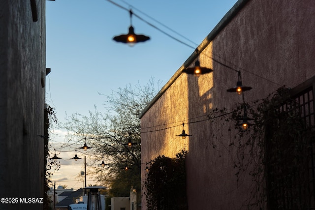 view of property exterior at dusk