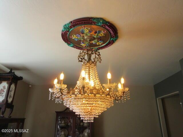 details featuring a notable chandelier