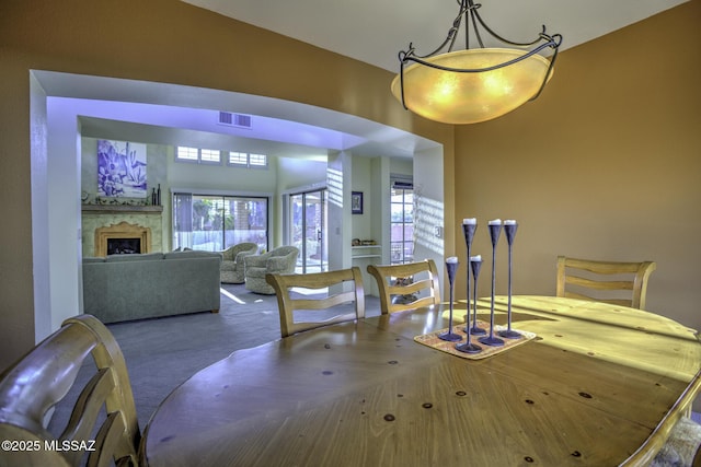 view of carpeted dining space