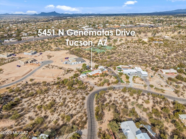 aerial view with a mountain view