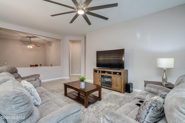 view of tiled living room