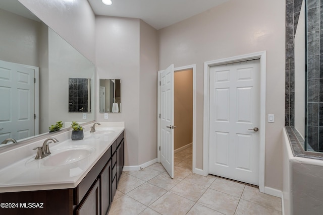 bathroom featuring vanity and tile patterned floors