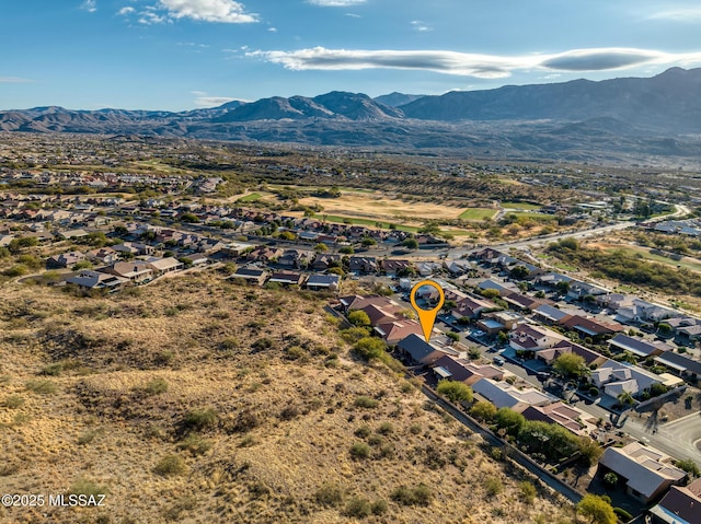 bird's eye view featuring a residential view and a mountain view