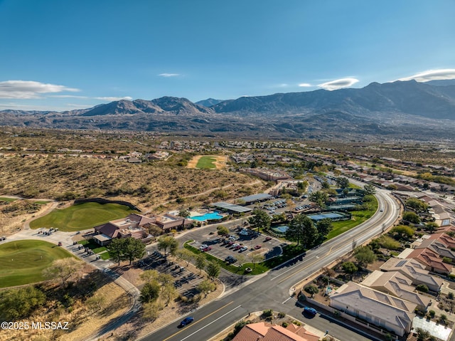 drone / aerial view with a mountain view