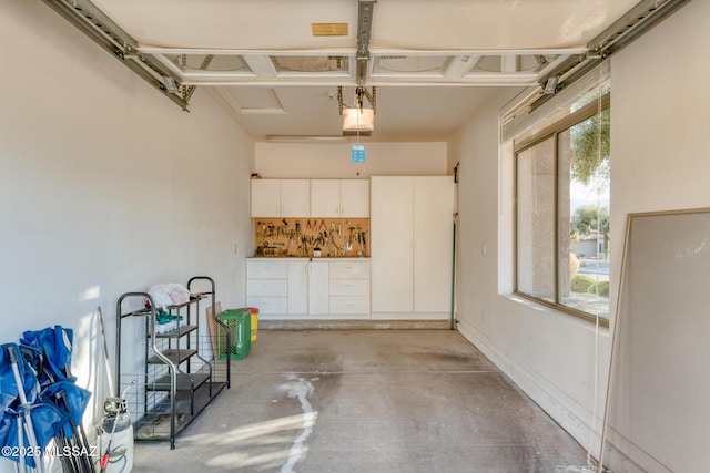 garage with a garage door opener