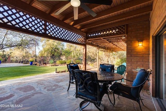 view of patio / terrace with ceiling fan