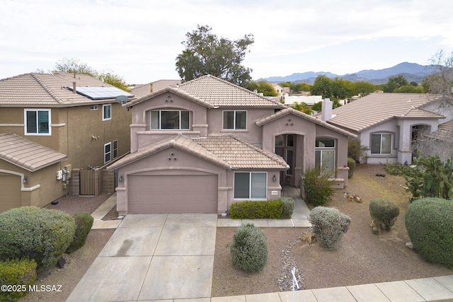 view of front facade featuring a mountain view