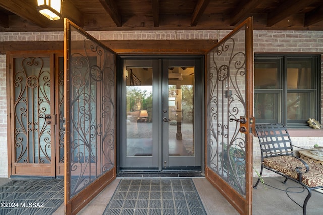 property entrance with french doors